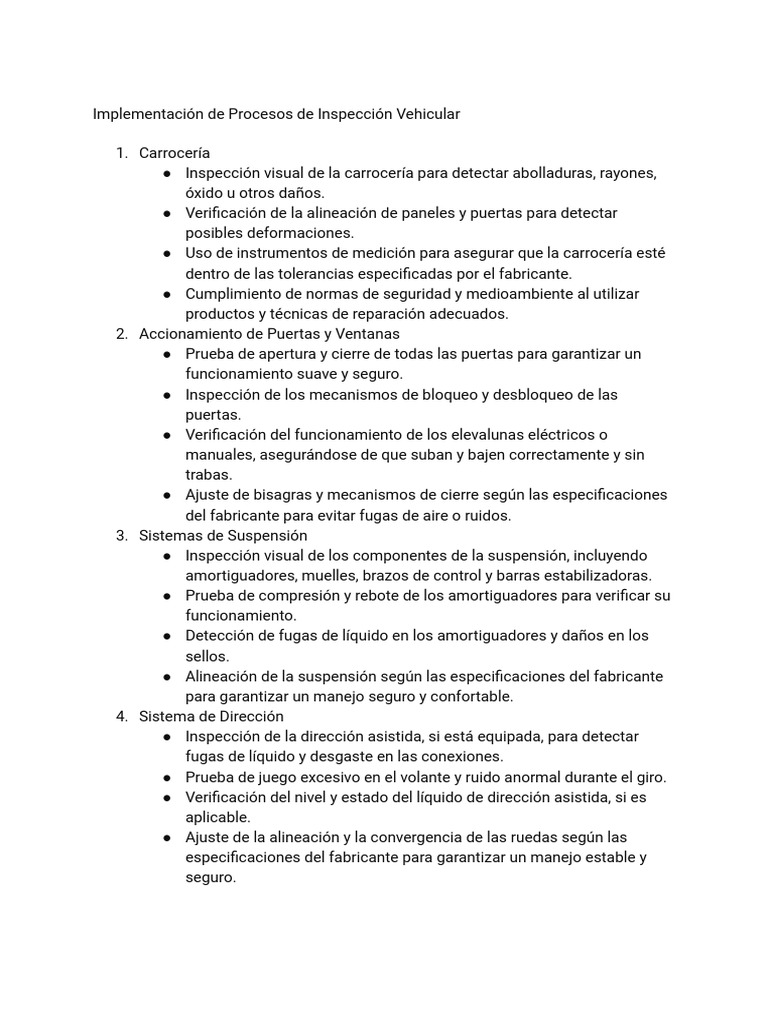 Inspección Vehicular: Procesos Clave | PDF | Industria automotriz ...