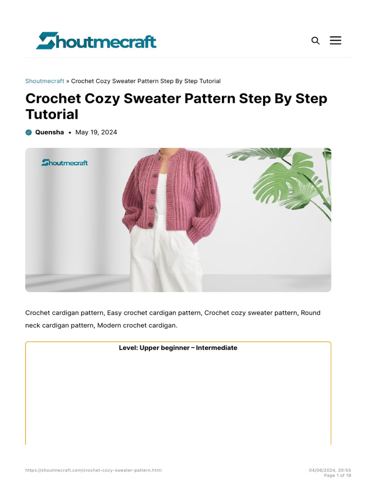 Step-by-Step Cozy Sweater Crochet Guide | PDF | Gauge (Knitting) | Crochet