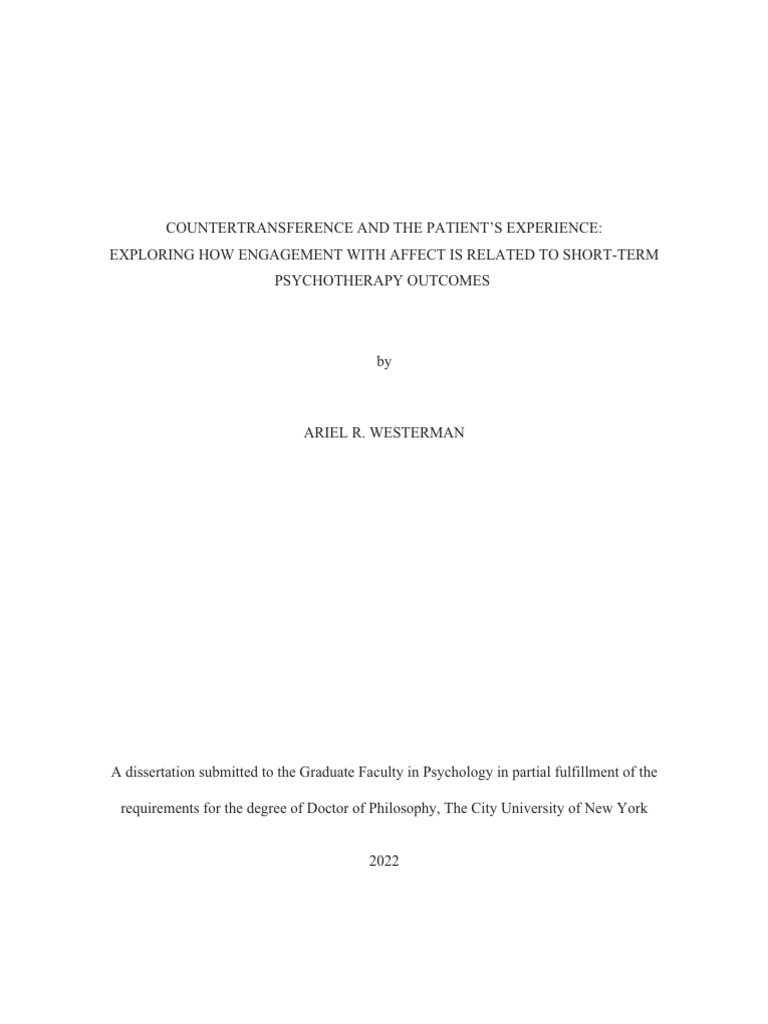 Countertransference and the patient s experience pdf