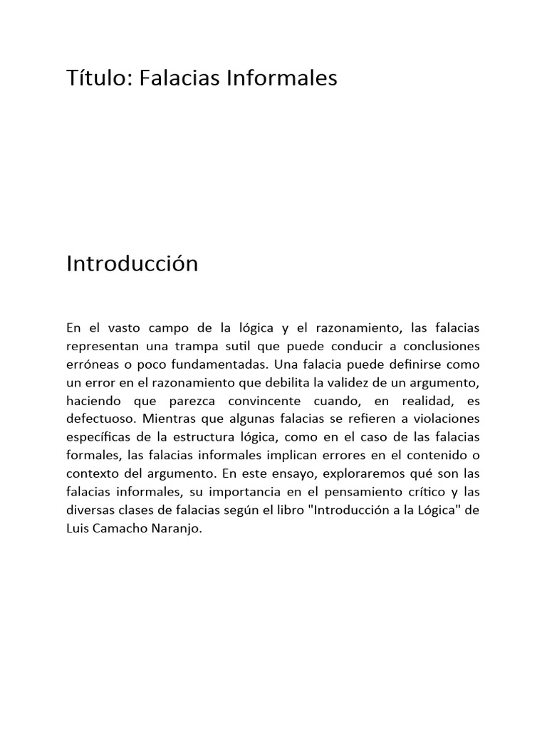 Falacias Informales: Definición y Tipos | PDF | Falacia | Argumento