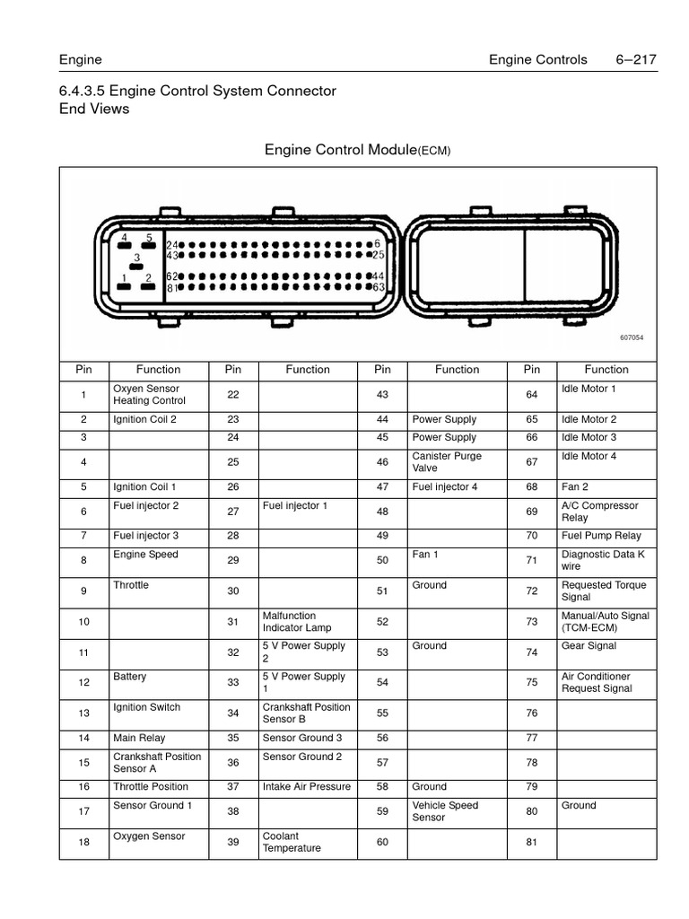 Engine Control Module Pin Functions | PDF | Engines | Throttle