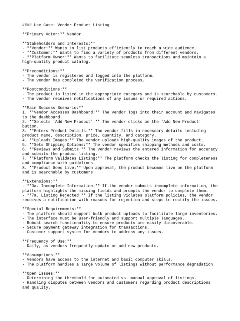 Use Case Description For Multivendor E-Commerce PL - 240619 - 133253 ...
