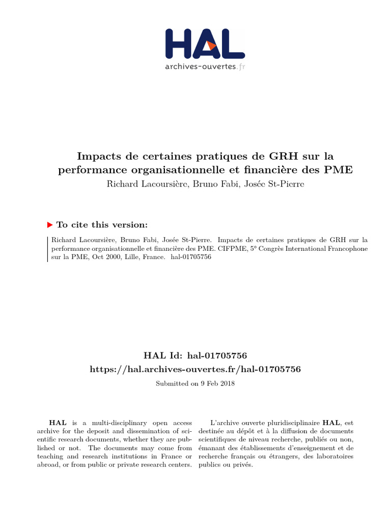Impact des pratiques de GRH sur PME | PDF | Business | Gestion des ...