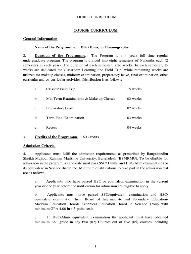 657ed50410956oceanography BSC Curriculum Final Reviewed | PDF | Matrix ...