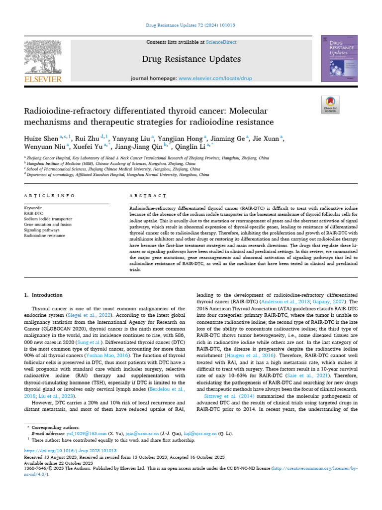 Radioiodine-Refractory Differentiated Thyroid Cancer | PDF | Cell ...