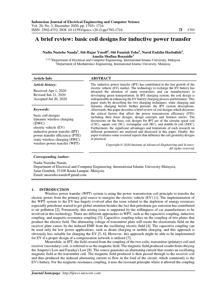 A Brief Review Basic Coil Designs For in | PDF | Inductor | Inductance