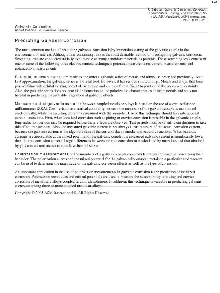 06.Predicting Galvanic Corrosion | PDF | Corrosion | Electrochemistry