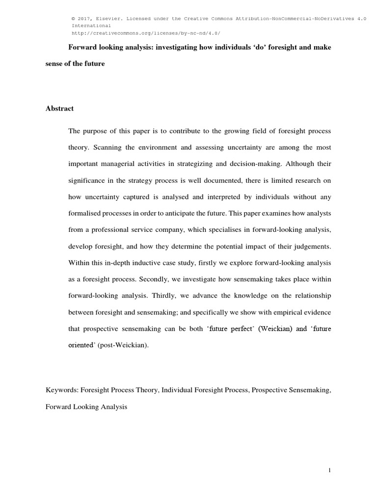 Tapinos - Pyper - 2018 - Forward Looking Analysis | PDF | Intelligence ...