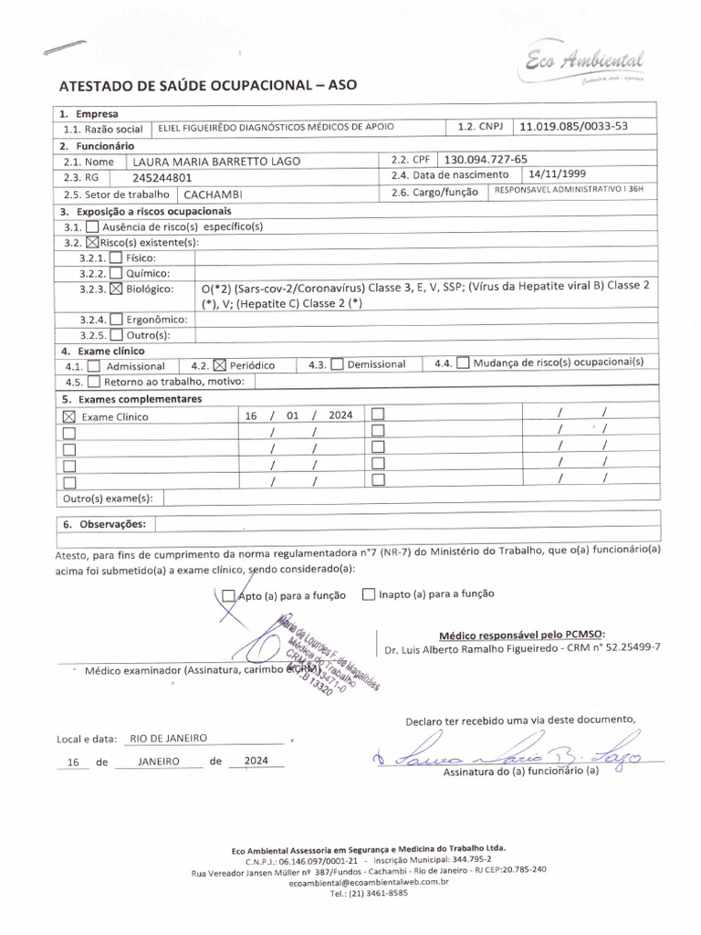 Planilha Atestado De Saude Ocupacional Exames Modelo 1 Mercadolivre ...