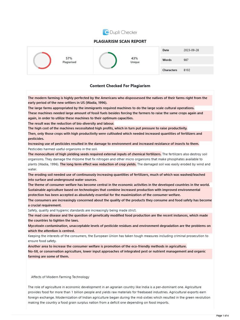 Duplichecker plagiarism report 2 pdf agriculture fertilizer