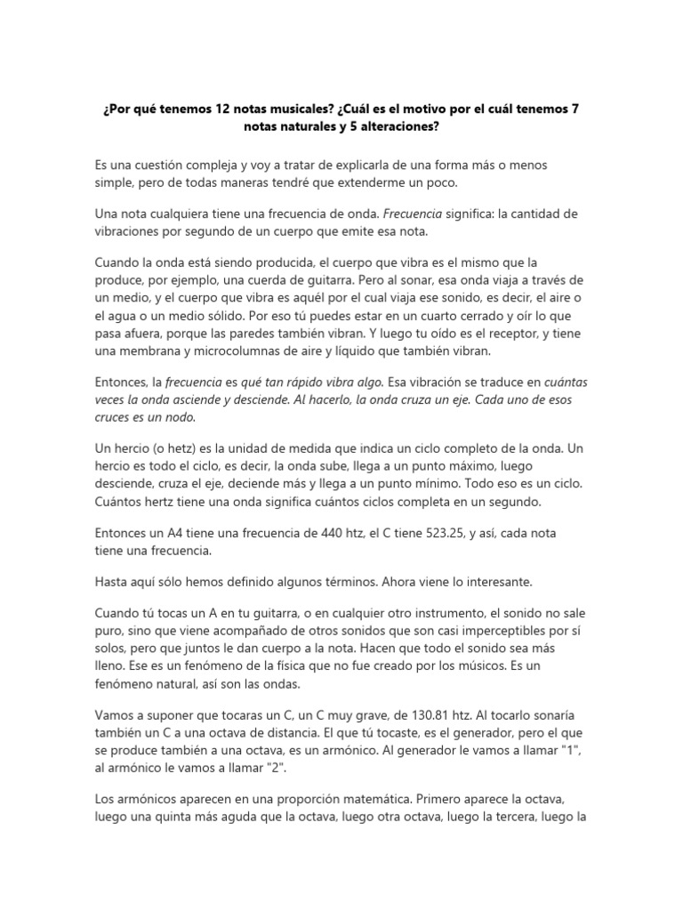 El origen de las 12 notas musicales | PDF | Sonido | Escala (música)