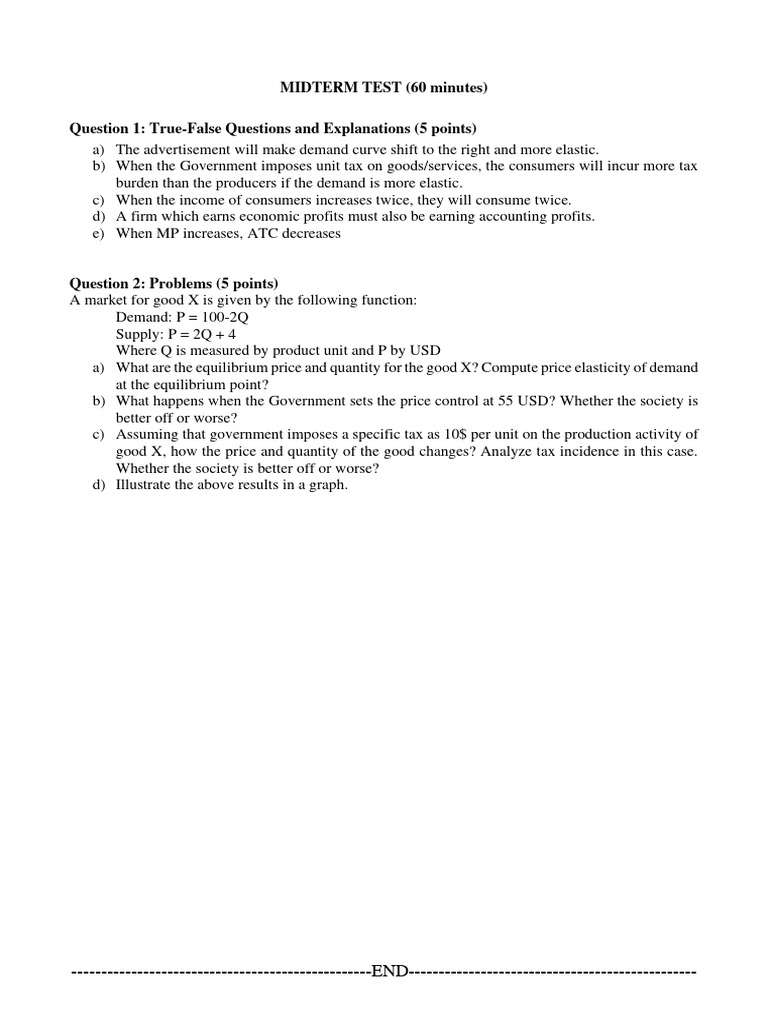 Midterm Economics Test Questions and Analysis | PDF | Finance & Money ...