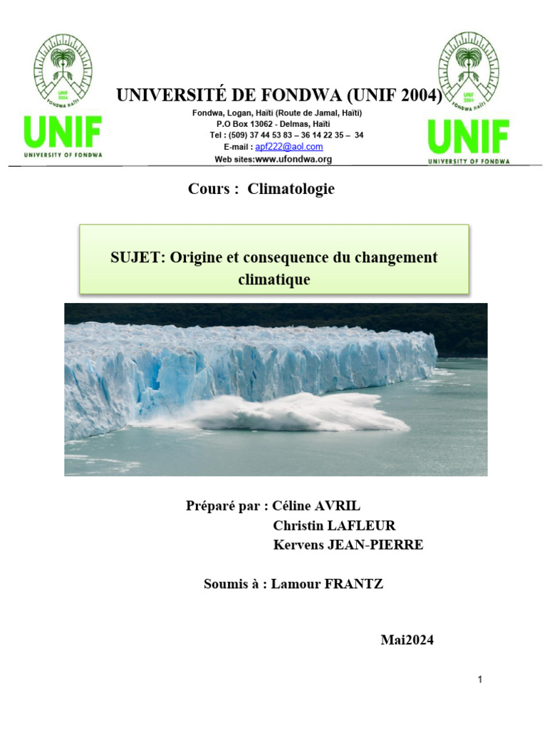 Changement climatique : causes et impacts | PDF | Gaz à effet de serre ...
