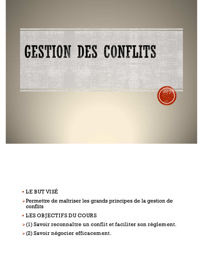 Gestion efficace des conflits en équipe | PDF | Résolution de conflit ...