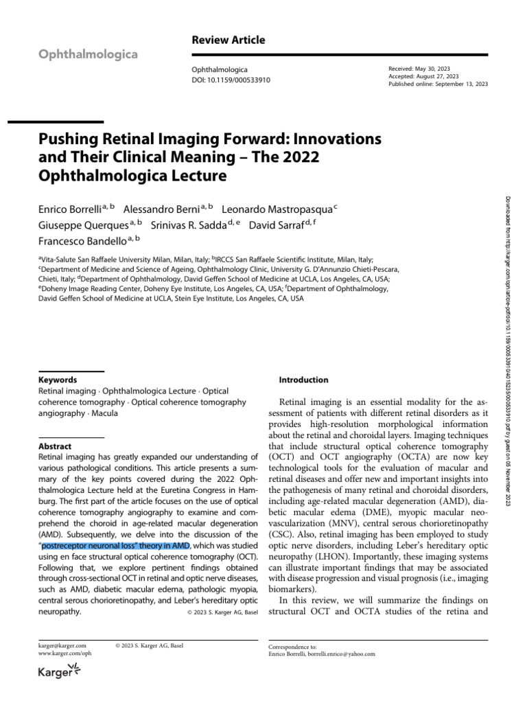 Innovations in Retinal Imaging Techniques | PDF | Retina | Vision