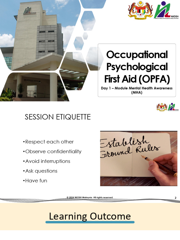 Occupational Psychological First Aid (OPFA) Day 1 M1 | PDF | Mental ...