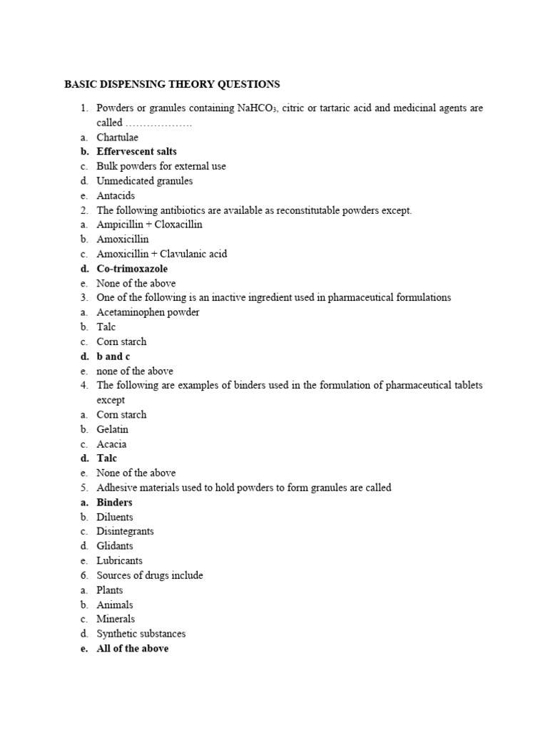 150 Questions-1-1 | PDF | Tablet (Pharmacy) | Emulsion
