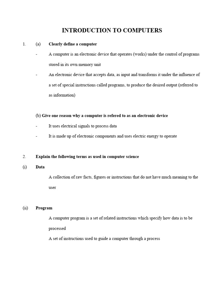 Introduction to Computers Guide | PDF | Random Access Memory | Computer ...
