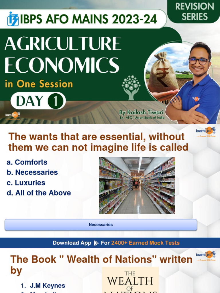 IBPS AFO Mains Agriculture Economics PDF | PDF | Demand | Goods