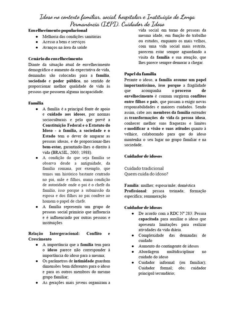 Cuidados e Desafios do Idoso Familiar | PDF | Família | Terceira idade