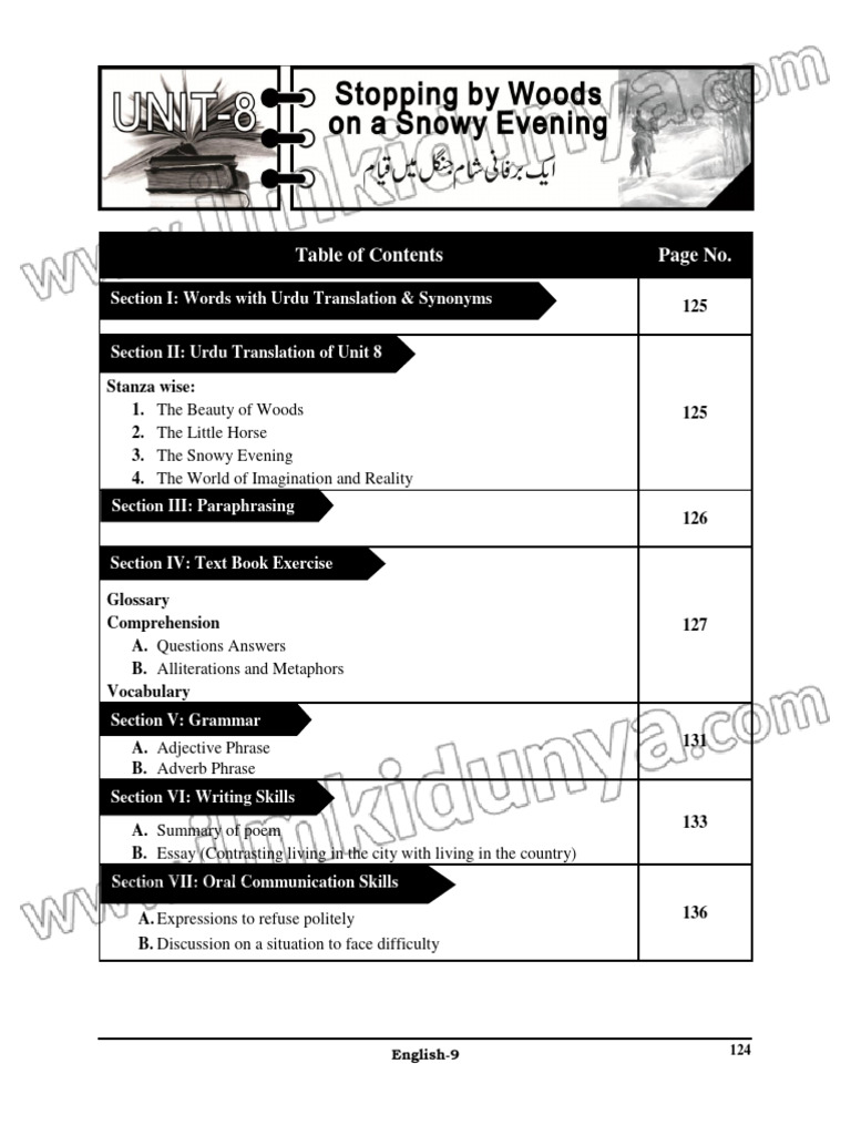 Urdu Translation of Chapter 8 Poem | PDF | Adverb | Poetry