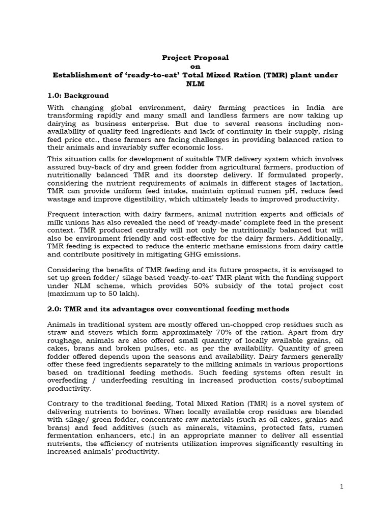 Sabar TMR Project For NLM - 03 Oct 2023 | PDF | Dairy Farming | Dairy