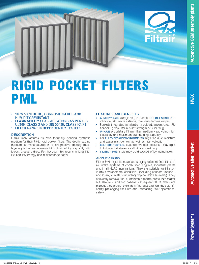 Filtrair Pocket Filters PML EN | PDF | Energy Technology | Mechanical ...
