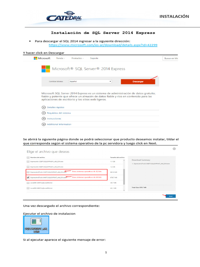 Instalación de SQL Server 2014 Express | PDF | Servidor SQL de ...