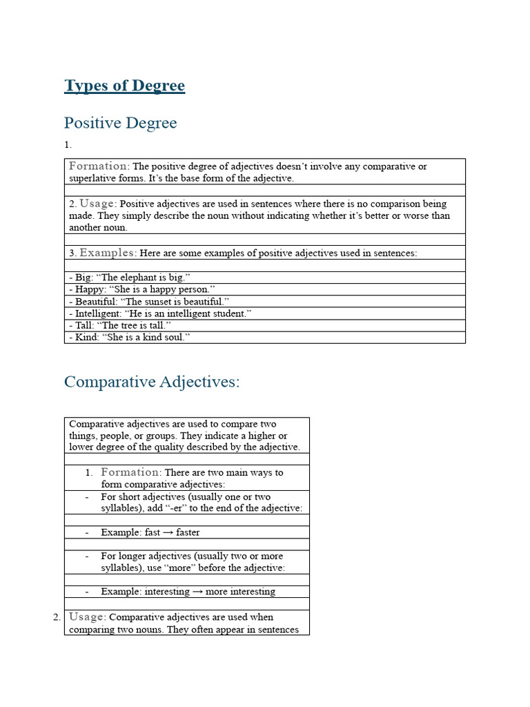 Understanding Adjective Degrees | PDF | Adjective | Semantic Units