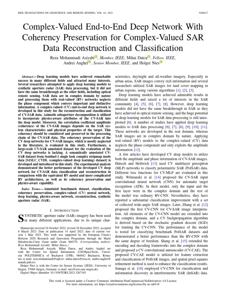 Complex-Valued Deep Network for SAR Data | PDF | Artificial Neural ...