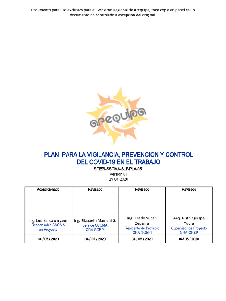 Plan para La Vigilancia, Prevención y Control Del Covid-19 | PDF ...