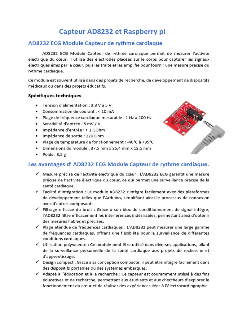 Intégration du capteur AD8232 avec Raspberry Pi | PDF ...