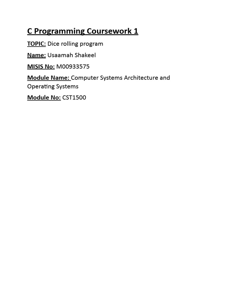 Dice Rolling Program in C | PDF | Computer Program | Programming