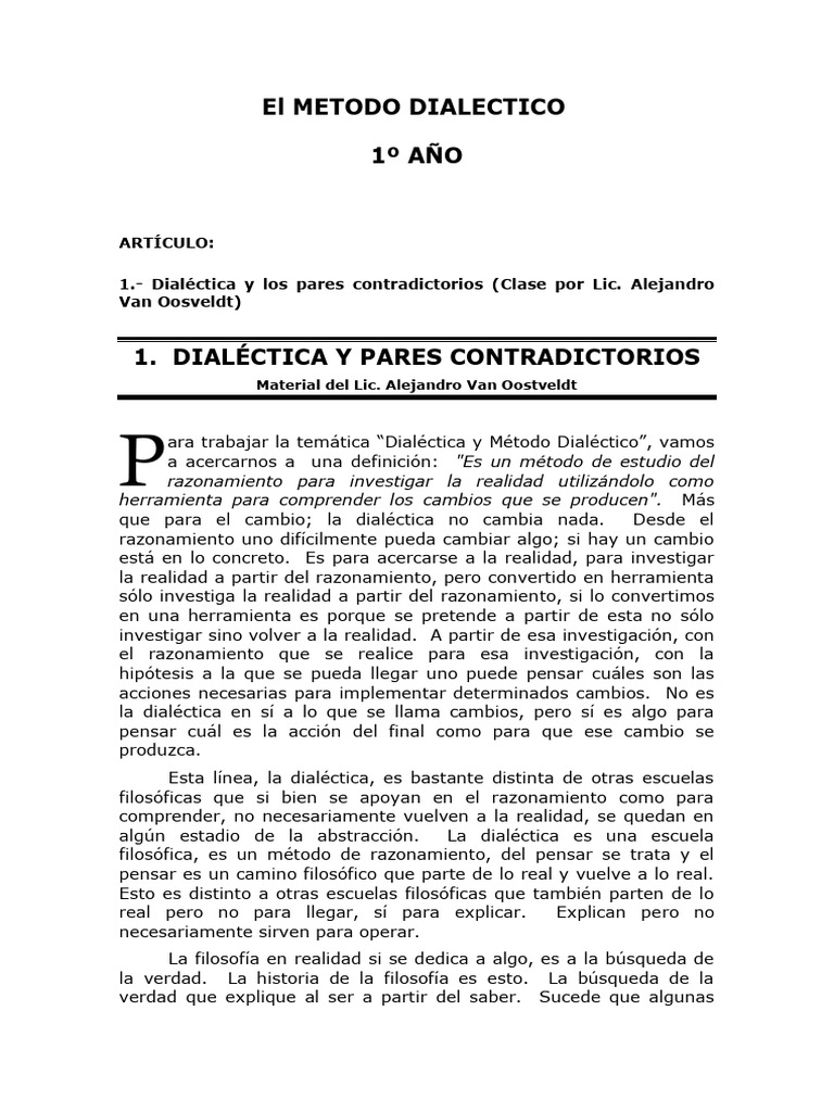 Método Dialéctico y Pares Contradictorios | PDF | Dialéctico | Verdad