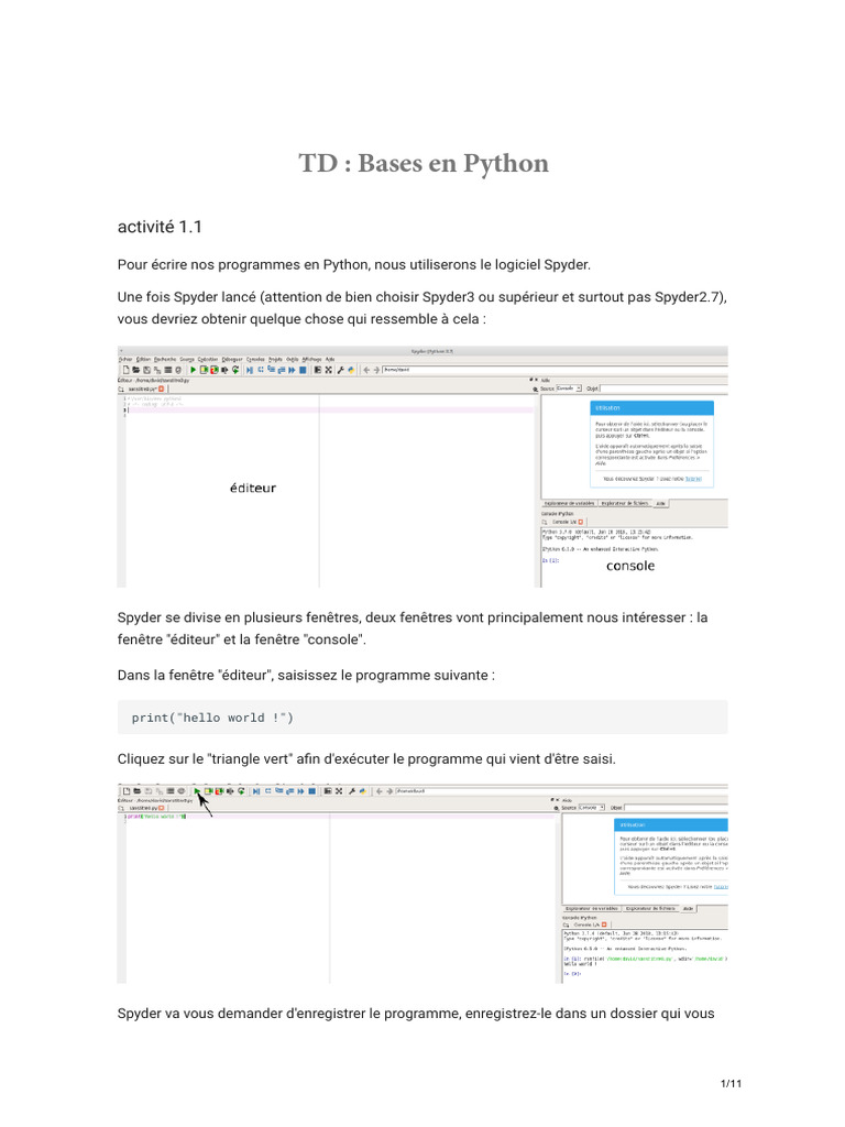 Introduction aux bases de Python | PDF | Python (Langage de ...