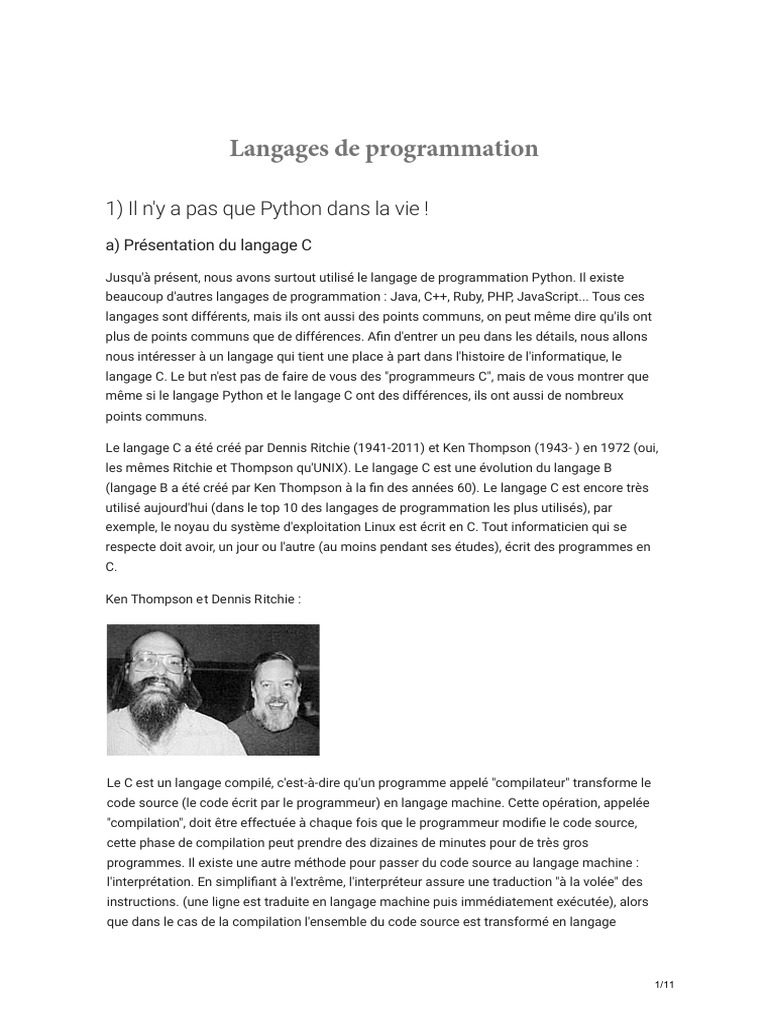 Introduction au langage C et ses bases | PDF | Langage de programmation ...