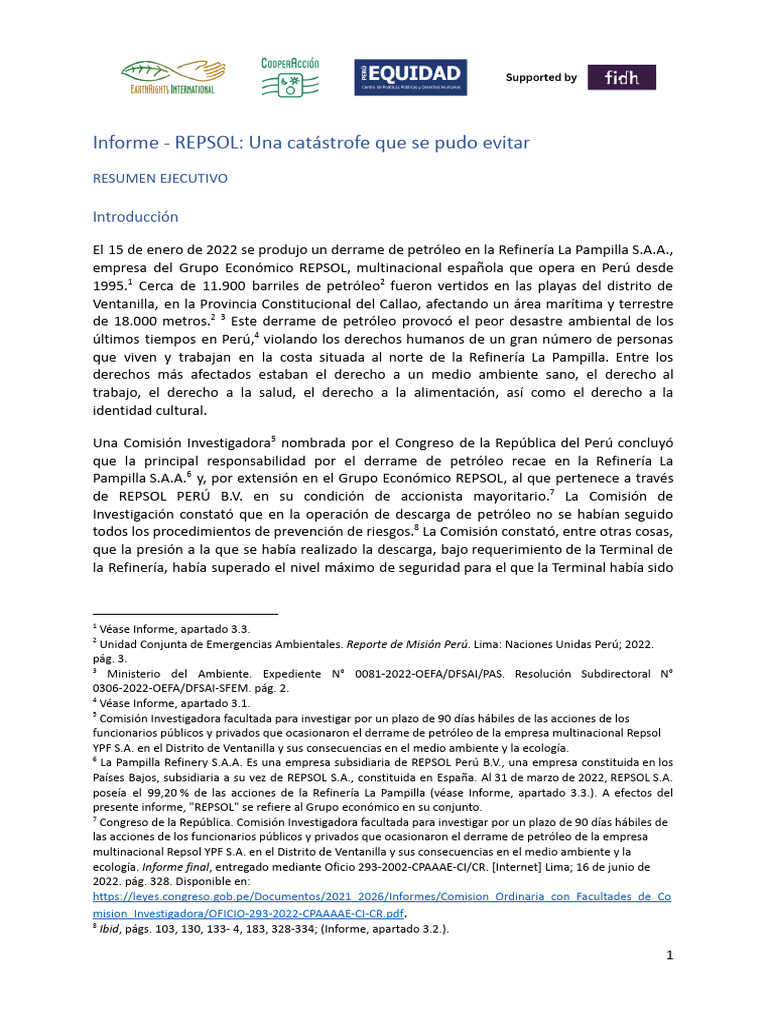 Derrame de petróleo en Ventanilla: impacto y responsabilidades | PDF ...