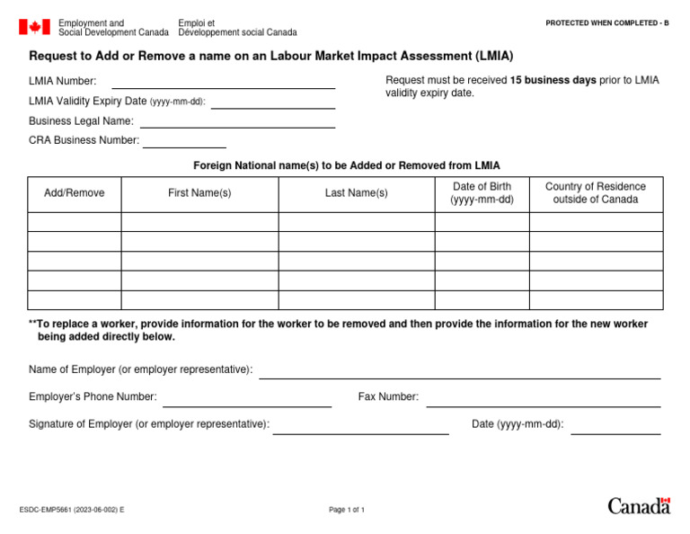 LMIA Name Change Request Form | PDF