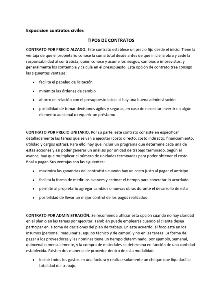 Contratos Civiles PDF Presupuesto Economias