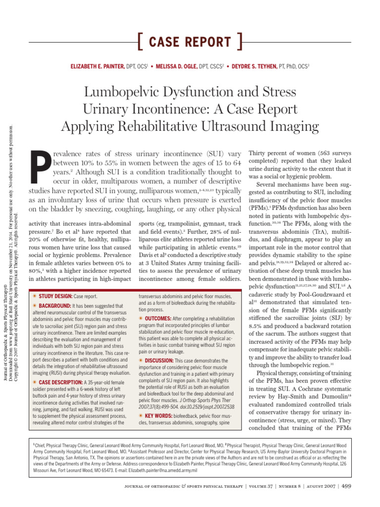 21. Lumbopelvic Dysfunction and Stress Urinary Incontinence_ a Case