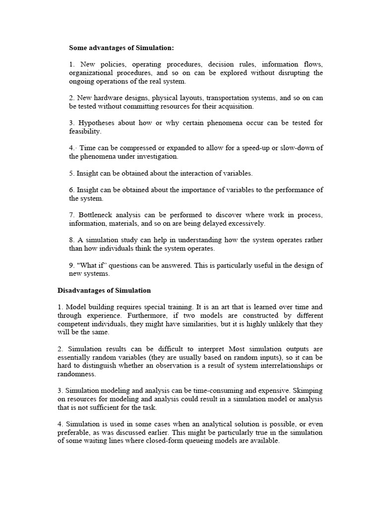 Advantages of Simulation in Operations | PDF | Simulation | System