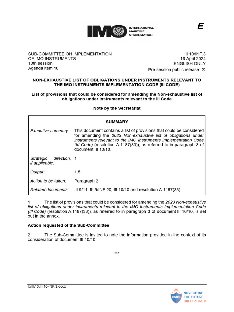 Amendments to IMO Instruments Obligations | PDF | Tonnage | Ships