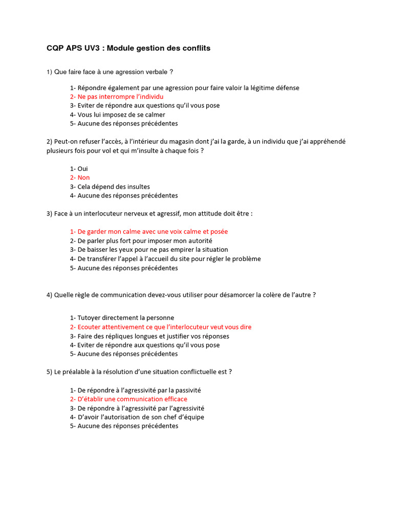 Gestion des Conflits en Sécurité | PDF | la communication | Agression
