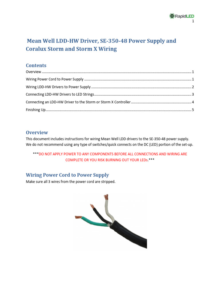 LDD-HW Driver Wiring Guide | PDF | Power Supply | Electric Power