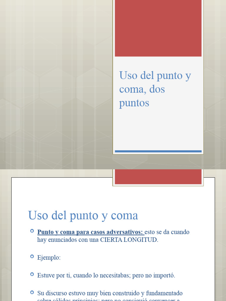 Uso del punto y coma y dos puntos | PDF | Artes del Lenguaje y ...