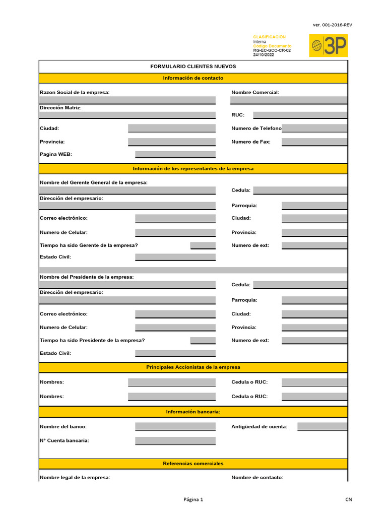 Formato Cliente Nuevo Datos | PDF