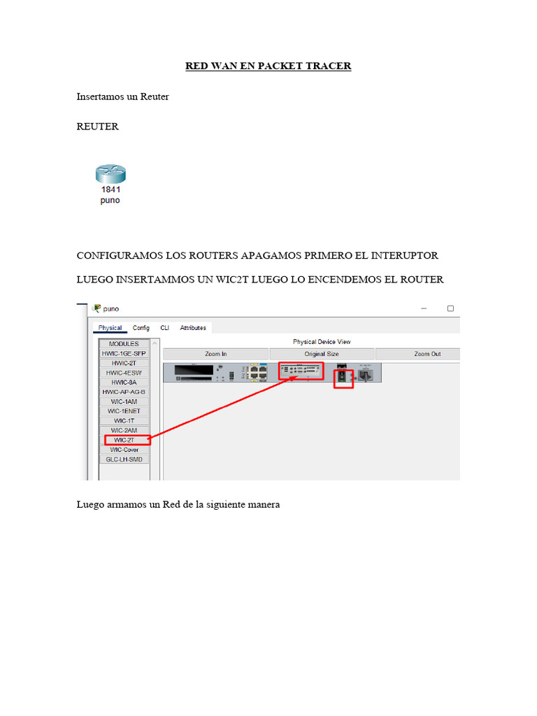 Configuración de Red WAN en Packet Tracer | PDF | Informática