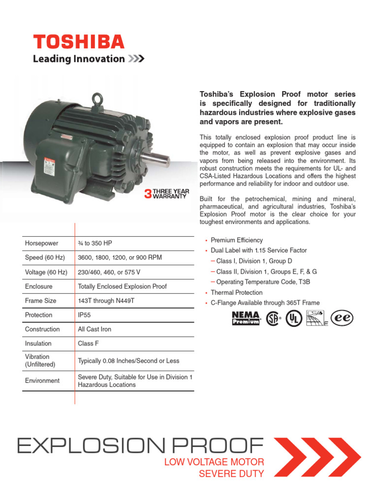 Explosion Proof Low Voltage Motors | PDF | Electrical Engineering ...