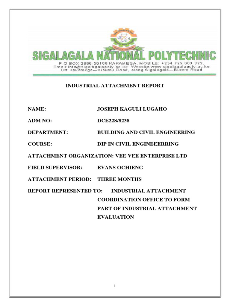 Industrial Attachment Report: Civil Engineering | PDF | Architect ...