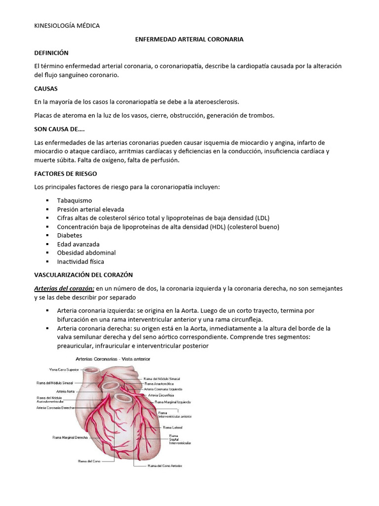 Enfermedad Arterial Coronaria | PDF | Infarto de miocardio | Aterosclerosis